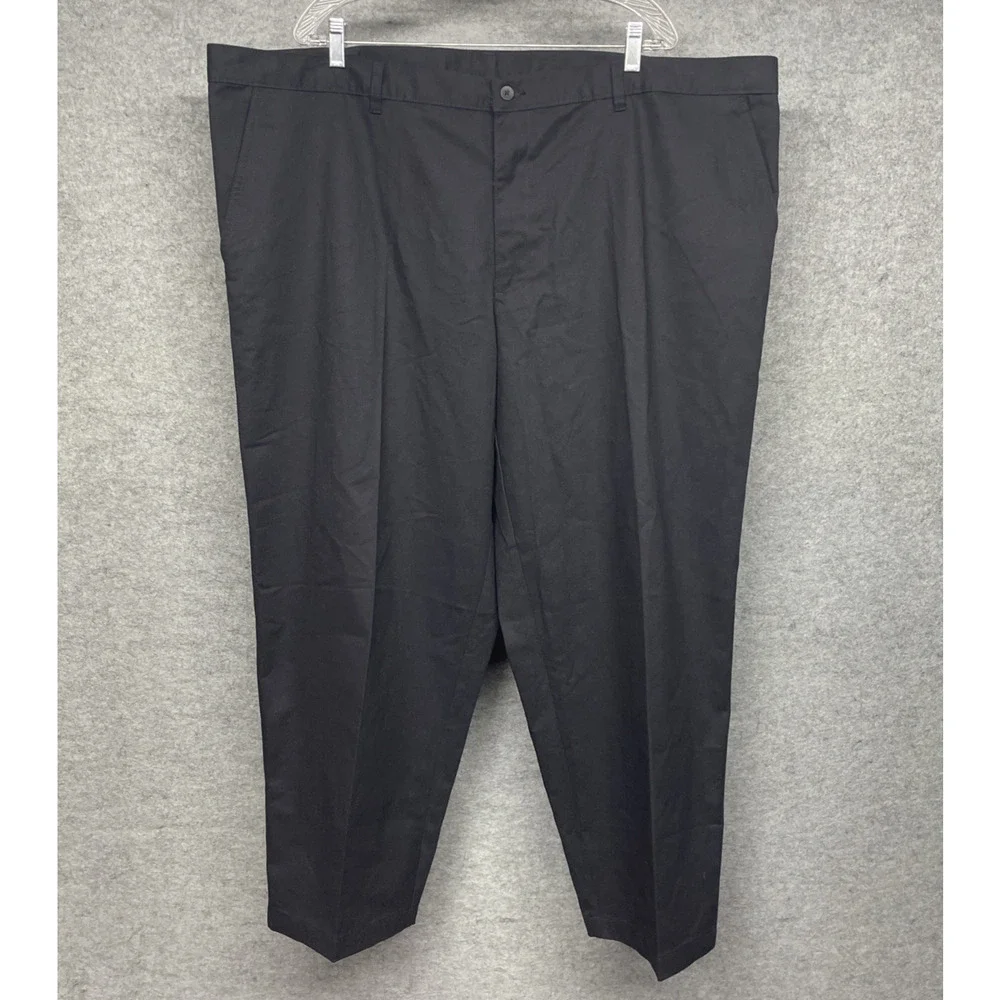 NWT George Fits Men 50x29 Black Classic Fit Flat Front Pants Career Service Wear